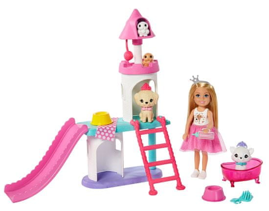 Mattel Barbie Princess Adventure Princeza Chelsea se igra na toboganu
