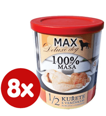 FALCO MAX Deluxe konzerve za odrasle pse, 1/2 piletina s goveđim vimenima, 8x 800 g