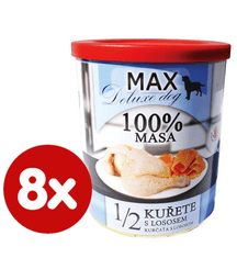 FALCO MAX Deluxe konzerve za odrasle pse, 1/2 piletina s lososom, 8x 800 g