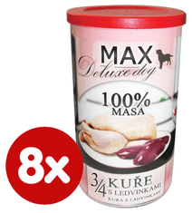 FALCO MAX Deluxe konzerve za odrasle pse, 3/4 piletina s bubrezima, 8x 1200 g