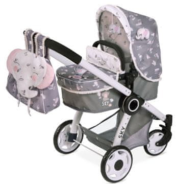 DeCuevas 80535 preklopna kolica za lutke blizance 3 u 1 s ruksakom