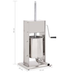 Vidaxl Ručna punilica za kobasice srebrna 10 L od nehrđajućeg čelika