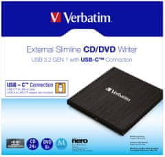 Verbatim vanjski pogoni CD/DVD, USB-C, crni (43886) + Nero