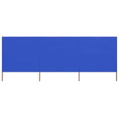 Vidaxl Vjetrobran s 3 panela od tkanine 400 x 80 cm azurno plavi