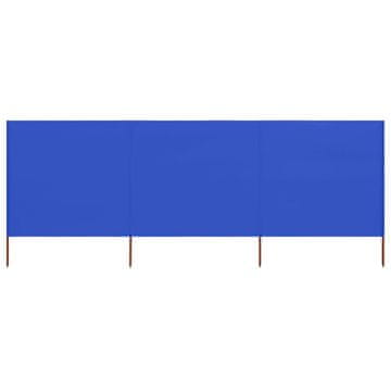 Vidaxl Vjetrobran s 3 panela od tkanine 400 x 80 cm azurno plavi