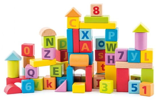 Woody pastelne kocke sa slovima i brojevima