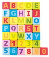 Woody pastelne kocke sa slovima i brojevima