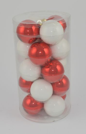 DUE ESSE set božićnih ukrasa od stakla, bijela/crvena, Ø 7 cm, 20 komada