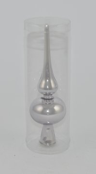 DUE ESSE božićni stakleni vrh, srebrni, sjajni, 20 cm