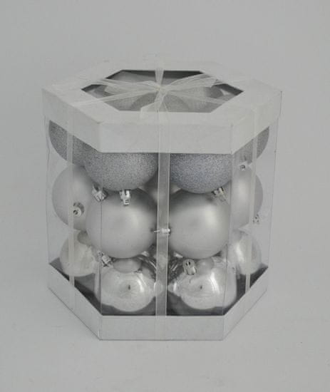 DUE ESSE set božićnih kuglica, srebrne, 21 komada, promjer 7 cm