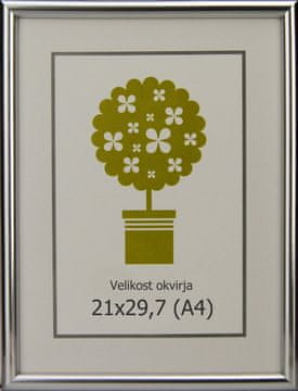 Karako Okvir za fotografiju 21x29,7 cm, plastika, zidni, srebrni 95 A4