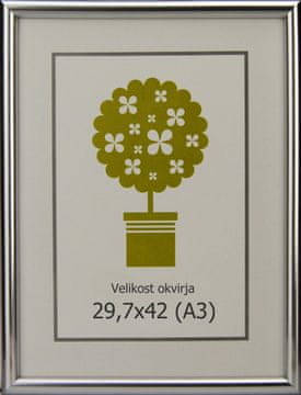 Karako Okvir za fotografiju 29,7x42 cm, plastika, zidni, 95 srebrni A3