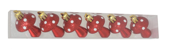 DUE ESSE komplet božićnih ukrasnih gljiva, 6 komada, plastika, 6 cm, crvena