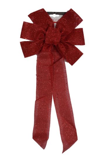 DUE ESSE Božićna mašna sa šljokicama, crvena, 55 cm