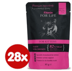 Fitmin mačja hrana Cat pouch kitten chicken, 28x85 g