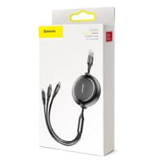 BASEUS Golden Loop 3in1 USB kabel - micro USB / Lightning / USB-C 35-120cm, crno