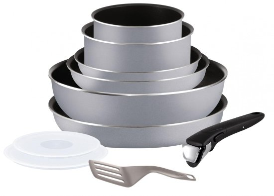 Tefal komplet posuda Ingenio Essential L2149602, 10 komada, siva