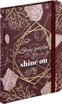 nb grafo Notes - bilježnica A5 linije tvrde korice, 96 listova, s elastikom, 0687.14, Zlatna lila