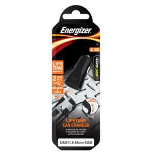 Energizer punjač za automobilsku utičnicu s USB-C i Micro-USB kabelom