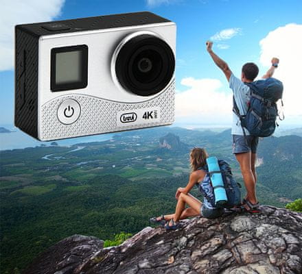 Action Camera Trevi GO 2500 4K - Doppio Display, Wi-Fi, Impermeabile 30M, Con App E Custodia Subacquea