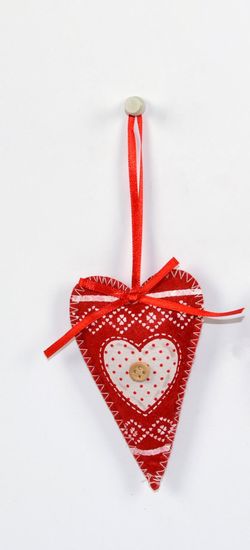 DUE ESSE Božićni ukras od tkanine, crvene boje, dužina 10 cm