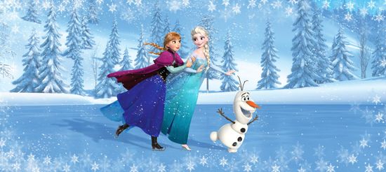 AG Design fototapeta Elsa, Anna i Olaf na klizaljkama, 202 x 90 cm