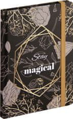 nb grafo Notes - bilježnica A5 crte tvrde korice, 96 listova, s gumicom, 0687.08, Golden crna