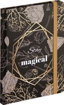 nb grafo Notes - bilježnica A5 crte tvrde korice, 96 listova, s gumicom, 0687.08, Golden crna