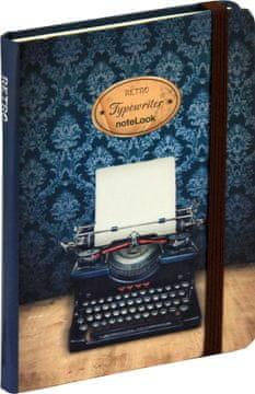 noteLook Notes - bilježnica A6 crte tvrdi uvez, 100 listova, s elastičnom trakom, 79734, Retro pisaća mašina