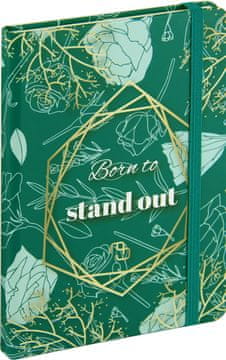 nb grafo Notes - bilježnica A5 crte tvrde korice, 96 listova, s elastičnom trakom, 0687.01, Zlatno zelena