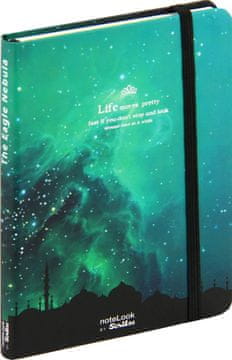 noteLook Notes - bilježnica A6 crte tvrde korice, 100 listova, s gumicom, 83359, Nebula tirkiz