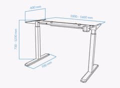 Uvi Desk okvir Lite, električna podizna baza stola
