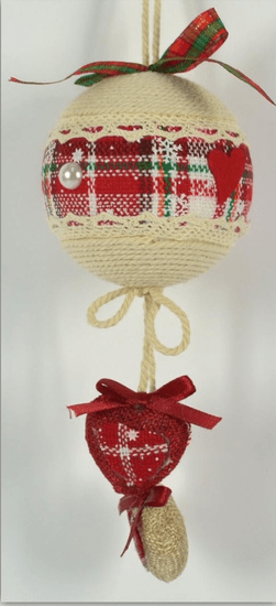 DUE ESSE komplet božićnih kuglica od tkanine, Ø 6 cm, 2 reda, 6 komada