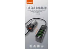 LDNIO C61 auto adapter, 12 / 24V 1 x USB brzo punjenje + 3 x USB 35W, crna