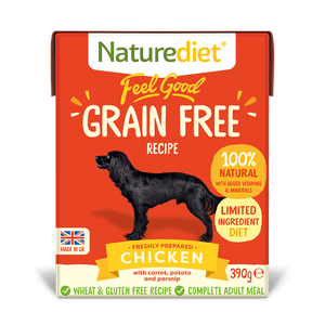 NatureDiet Feel Good Grain Free Chicken pasja hrana, 390 g