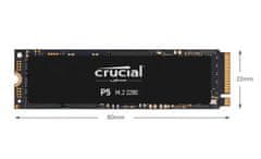 Crucial P5 SSD, 500 GB, M.2 80 mm PCI-e 3.0 x4 NVMe, 3D TLC