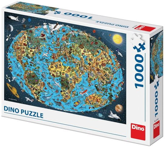 DINO Jigsaw crtana karta svijeta, 1000 komada