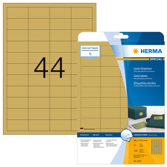 Herma Movables® 4102 naljepnice, A4, 48,3 x 25,4 mm, zlatne