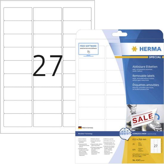 Herma Superprint 4347, A4, 63,5 x 29,6 mm, 25 kom