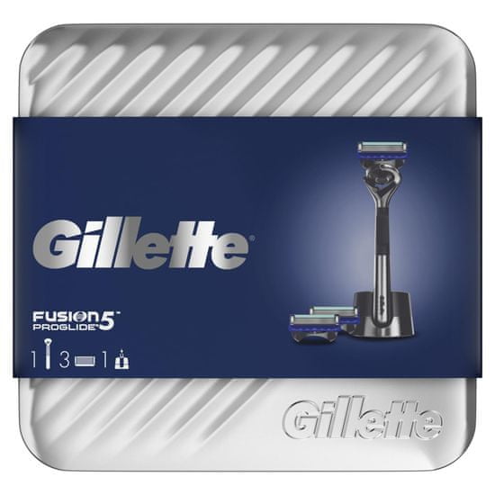 Gillette poklon komplet Fusion5 ProGlide Chrome Machine + 2 glavi + magnetno postolje