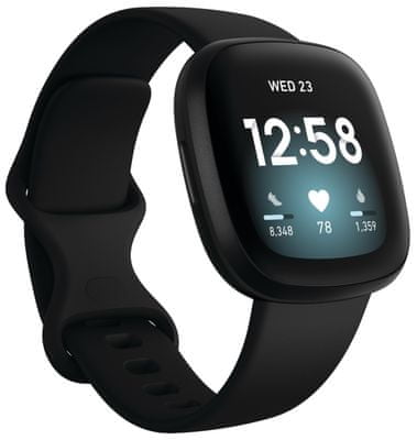 Fitbit Versa 3 pametni sat, kalorije, puls, tjelesna aktivnost, GPS, sport, analiza sna, glazbeni uređaj, vodootporan, dug život