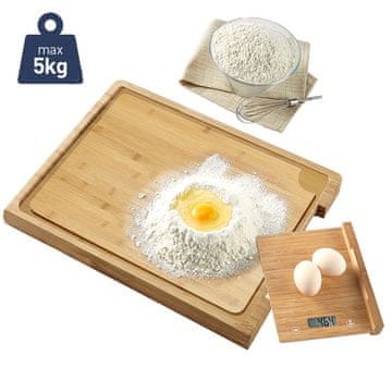 Platinet drvena daska za rezanje s ugrađenom drvenom, kuhinjskom vagom, bambus