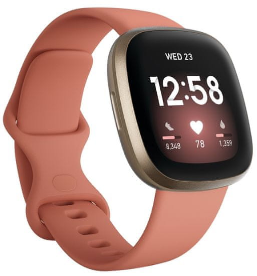 Fitbit fitness sat Versa 3, Pink Clay/Soft Gold Aluminum