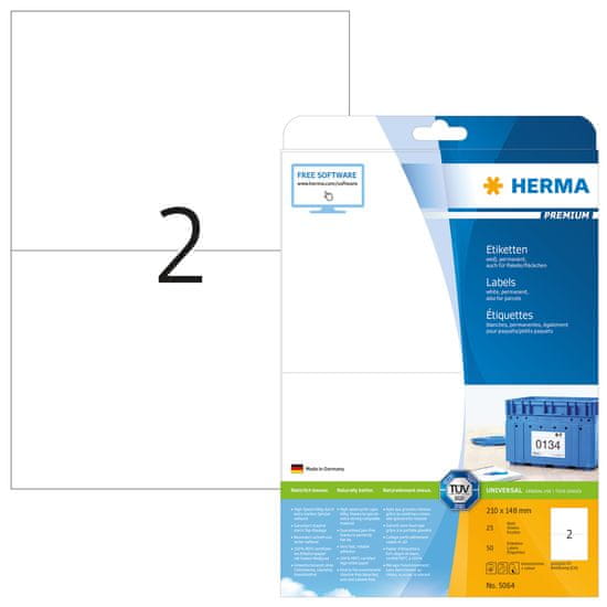 Herma Superprint 5064 naljepnice, A4, 210 x 148 mm, bijele