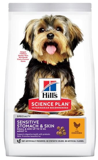 Hill's Science Plan Canine Adult Sensitive Stomach & Skin Small & Mini Chicken hrana za pse s osjetljivom probavom, za male pasmine, 6 kg