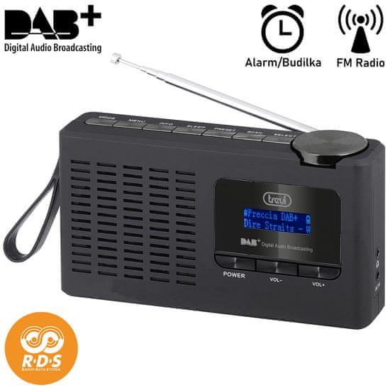 Trevi 7F94R prijenosni digitalni radio, DAB/DAB+/FM, punjiva baterija, crni