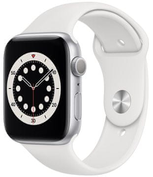 Apple Watch Series 6 pametni sat, 40 mm, srebrno aluminijsko kućište s bijelim sportskim remenom