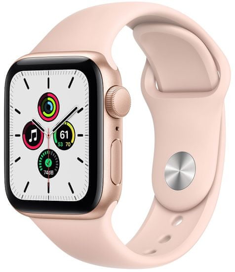 Apple Watch SE pametni sat, 40 mm, zlatno aluminijsko kućište s ružičastim sportskim remenom
