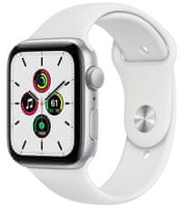 Apple Watch SE pametni sat, 44 mm, srebrno aluminijsko kućište s bijelim sportskim remenom