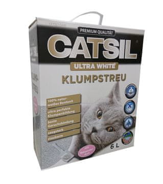 Agros Catsil mačji pijesak, ultra bijeli, ljepljiv, s mirisom pudera za bebe, 6 L